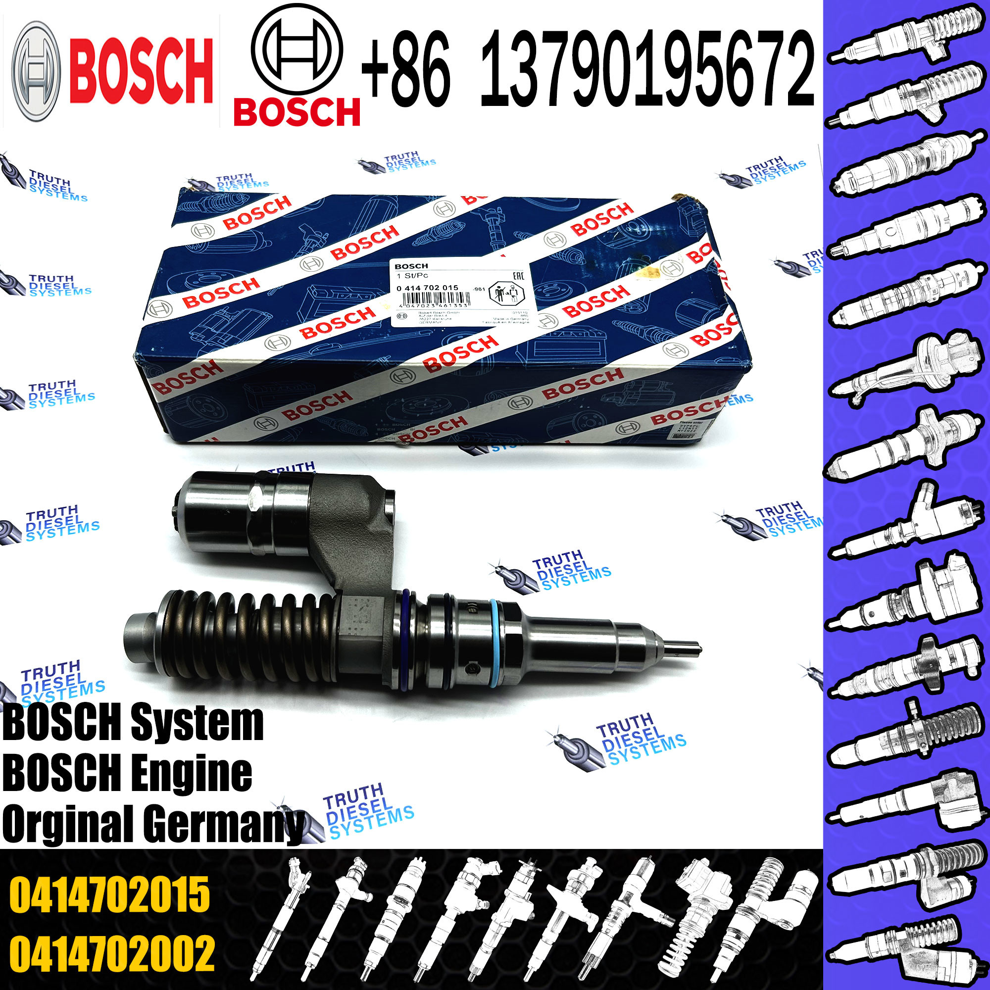 Diesel Common Rail Fuel Injector 0414702015 0414702024 3835257 For VOL Truck