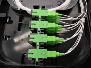 China FTTH IP65 16 Ports 2pcs 1x8 Fiber Optic Splitter Box Aerial Pole Wall Mounting Black factory