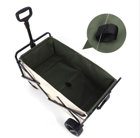 Outdoor Activities Portable Steel Frame Folding Cart with Table and Four-wheel Design