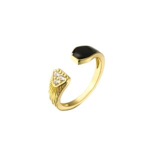 China 18K Gold Plated Diamond Ring Women Open Enamel Ring OEM ODM factory
