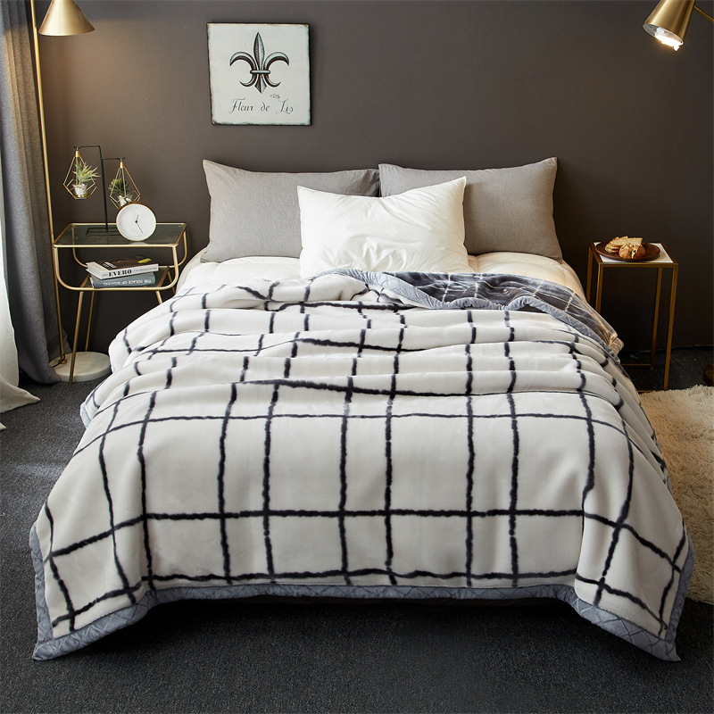Jacquard Weave Coral Fleece Raschel Blanket for Winter Thickened Plush Nap Cover Bed