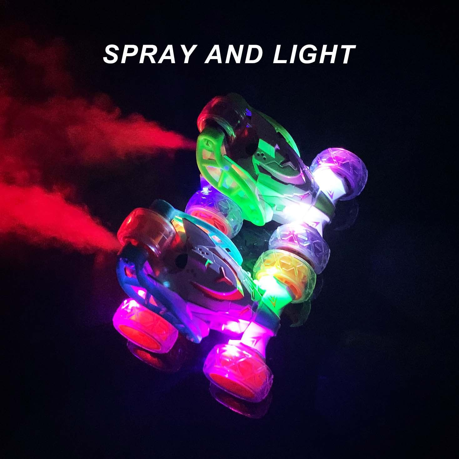 2.4G Stunt Dumper Light Spray Roll Over Remote Control Vehicle for Outdoor Play and Fun