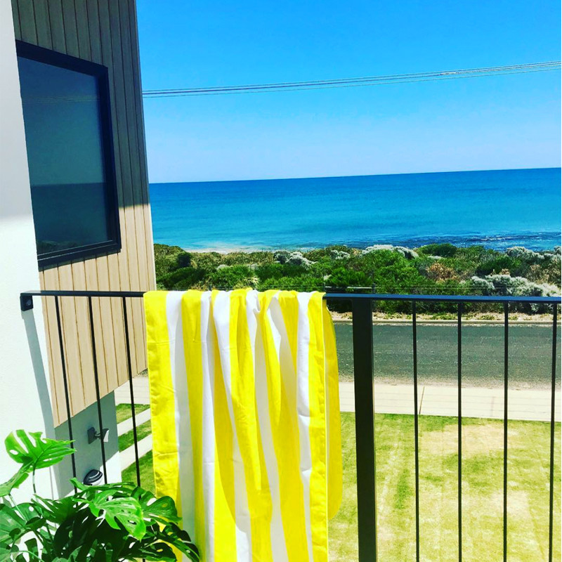Eco Friendly Sandless Microfibre Yellow Striped Beach Towel With Logo