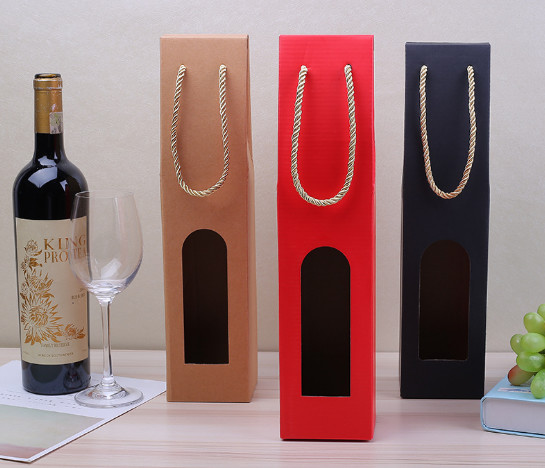 Manufacturers customized wine gift box single wine gift box custom window wine cartons custom