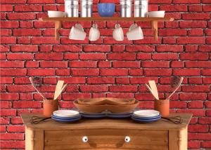 China Vintage Removable 3D Brick Effect Wallpaper , Foam Faux Brick Wall Covering Washable factory
