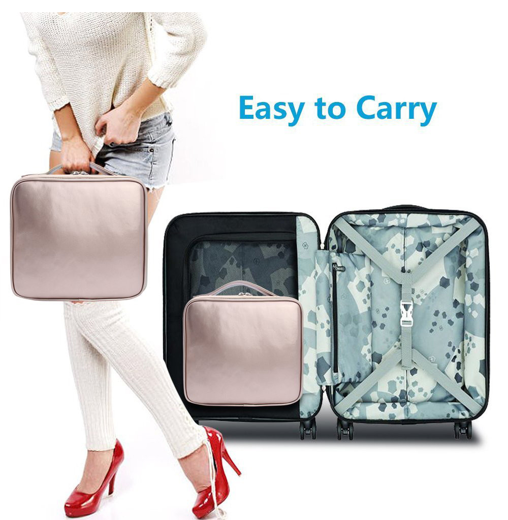 Women PU Makeup Train Case With Adjustable Dividers