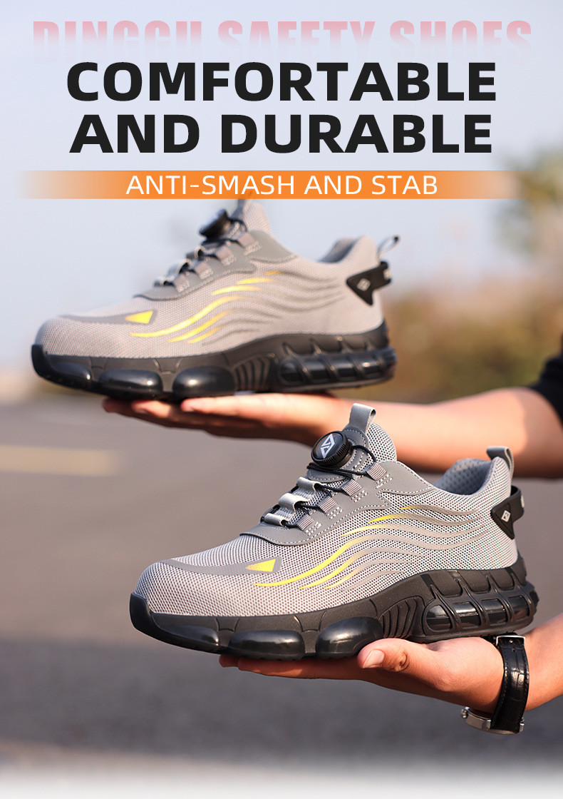 Industrial Safety Shoes Black Flying Knit Work Shoes BOA Button Safety Shoes TPU Work Shoes Midsole Kevlar