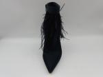 Black Women'S Genuine Leather Boots , Stiletto Heel Pointed Toe Ankle Boots