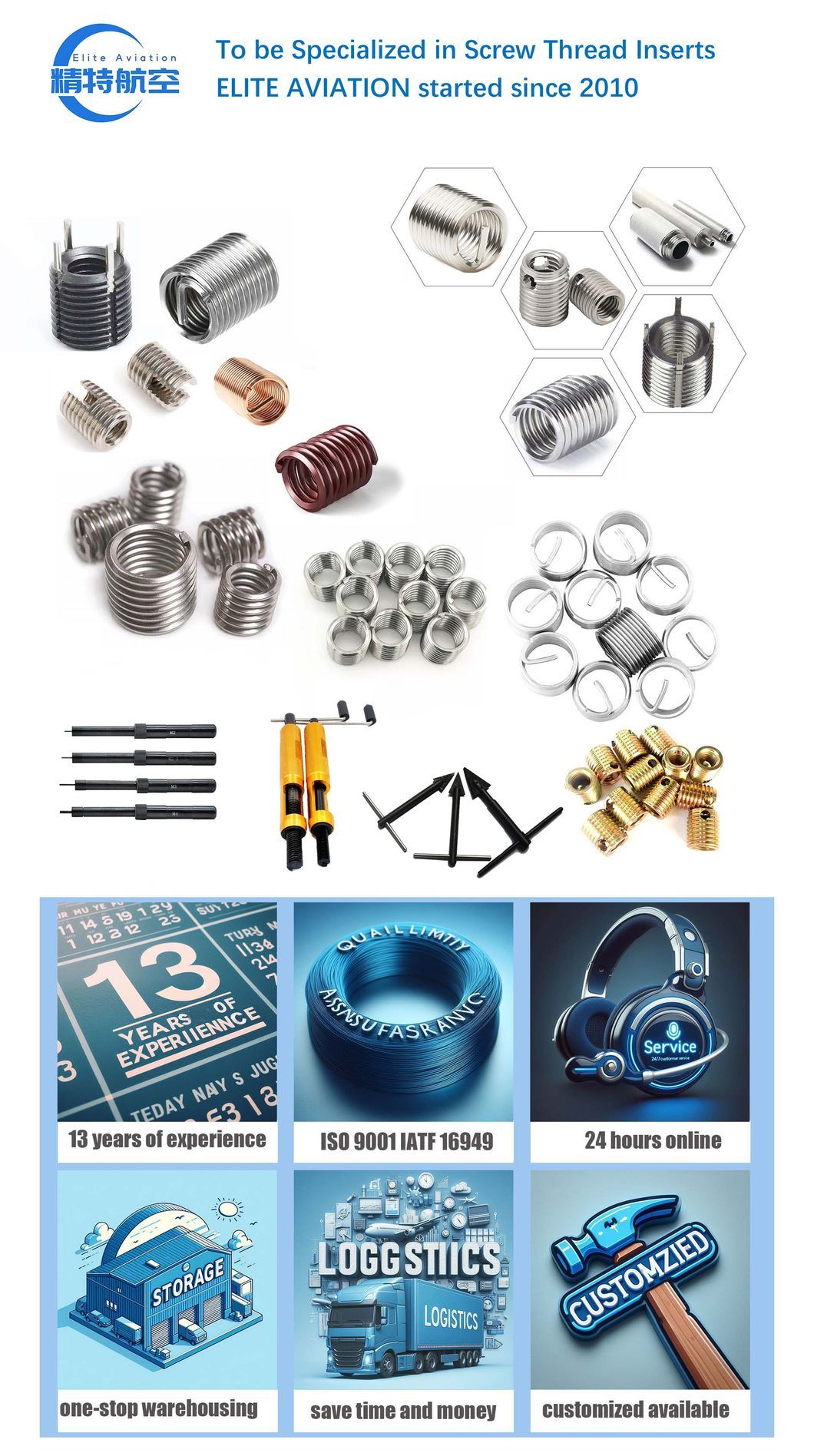 M2 M4 M6 Corrosion-Resistant Industrial Fastener Key Locking Thread Inserts