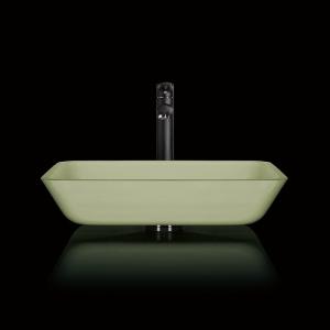 China 105mm 330mm Counter Top Bowl Sink Rectangular White Light Green Bathroom factory