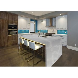 White Quartz Engineered Stone Slabs Quartz Kitchen Slab Scratch Resistance