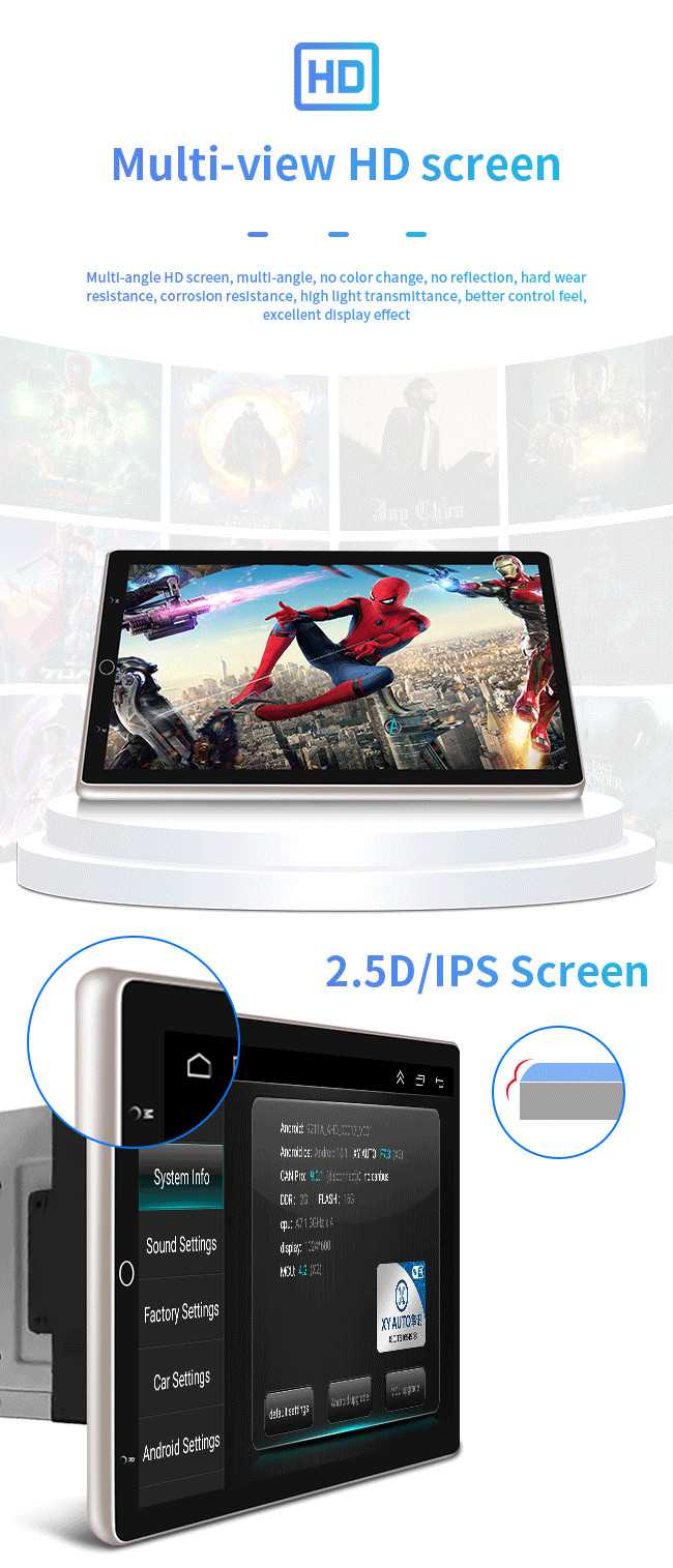 10 Inch Car Android GPS Navigation 360 Degree Rotate Double Din Universal Auto Rotary Screen