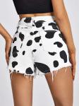 Classic Fashion Casual Pants Skinny Printed Short Jeans Milk Cow Print