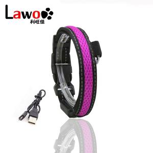 China Customized LED Dog Collar Waterproof Luminous Colour Blue USB Rechargeable factory