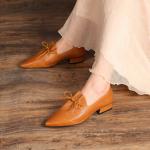 HZM049 Single Shoes Women'S Spring New Thick Heel Pointed Literary Single Shoes