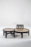 Solid Wood Round Marble Top White Coffee Table Set