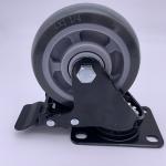 4 Inch PU Swivel Tread Electro Plated Bracket With Brake Casters Wheel 120kg