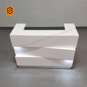 China Modern Artificial Stone Salon Reception Counter Light Up Reception Desk factory