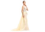 Yellow Color Arabic Evening Dresses With Cappa / Long Party Prom Dress