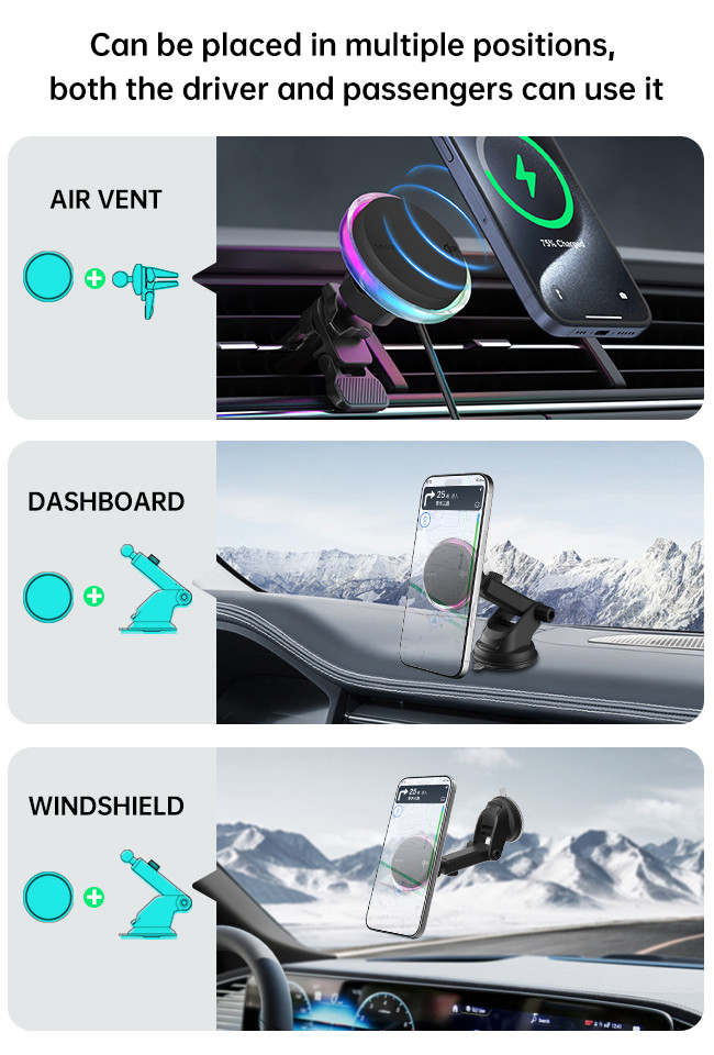 Enhanced Magnetic Suction Car Wireless Charging Station With 12 N52 Magnets For Secure Placement