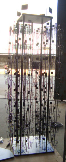 China 4 Columns Rotating Metal Book Display Stand With MDF Base W5.5" X D1.5" X H8" factory