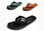 Genuine Leather Mens Flip Flop Slippers Summer Slip On Sandals For Outdoor