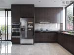 Luxe Espresso Wood Grain Stainless Steel Cabinets For Timeless Kitchen Elegance