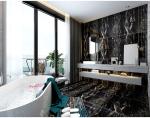 Modern Polished Porcelain Floor Tiles Black White For Living Room