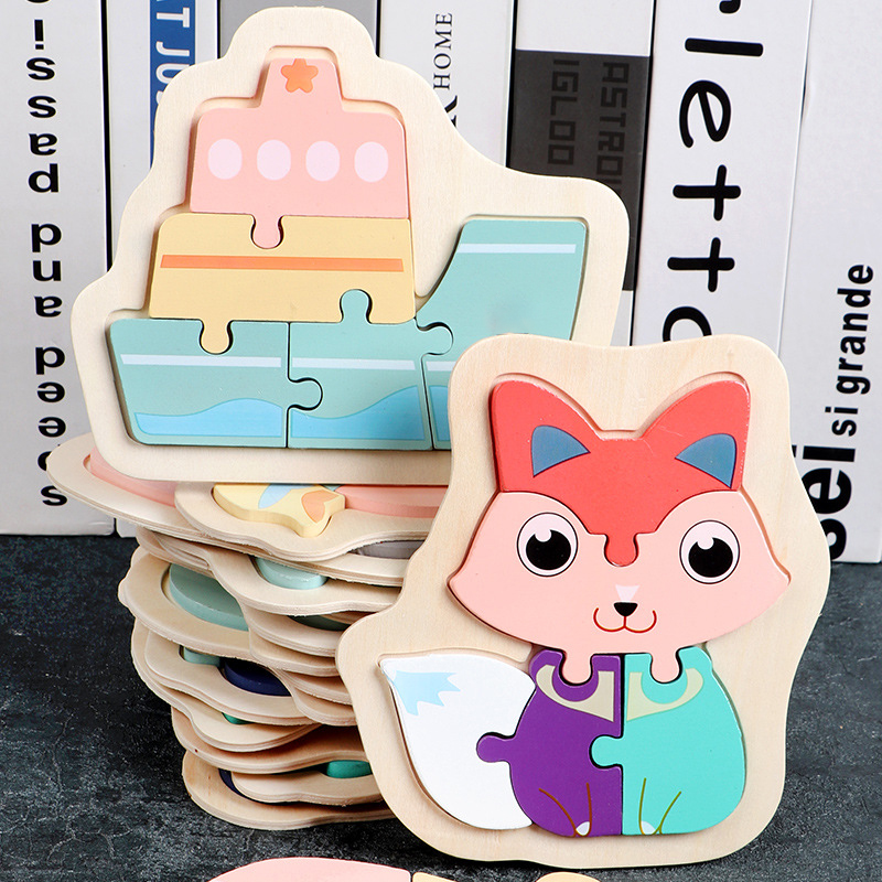 Macaron 3D Wooden Block Puzzle Toys Wooden Animal Blocks