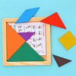 Square 11cm Wooden Montessori Baby Toys 7 Piece Jigsaw Puzzle