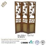 Homedecor Wooden Carved Decorative Folding Screens Bamboo And Rattan 3 Panel
