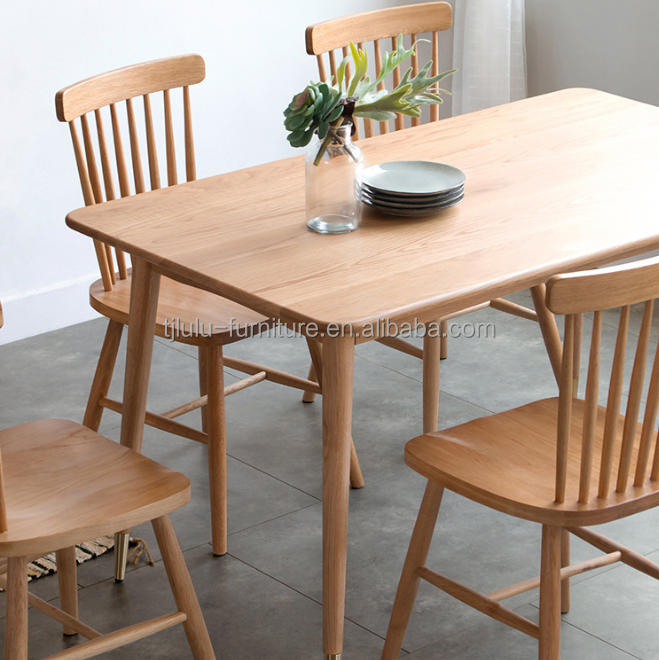 Sturdy Style Modern Simple Design American Walnut Color Solid Wood Dinning Table Set Seat