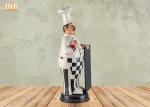 Happy Fat Polyresin Chef Holding Wooden Chalkboard Resin Chef Statue Figure