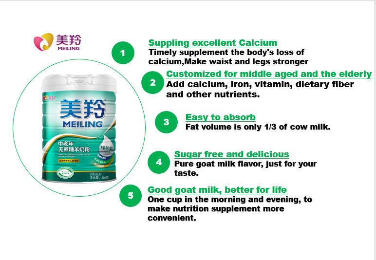 Elderly Person Goat Sugar Free Milk Powder High Calcium Cream White