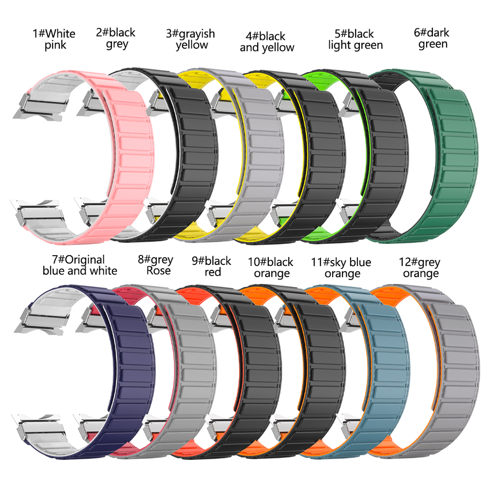 22mm SamSung Watch 4 Magnetic Leather Band Strap with Dual Color Rotating and Nylon