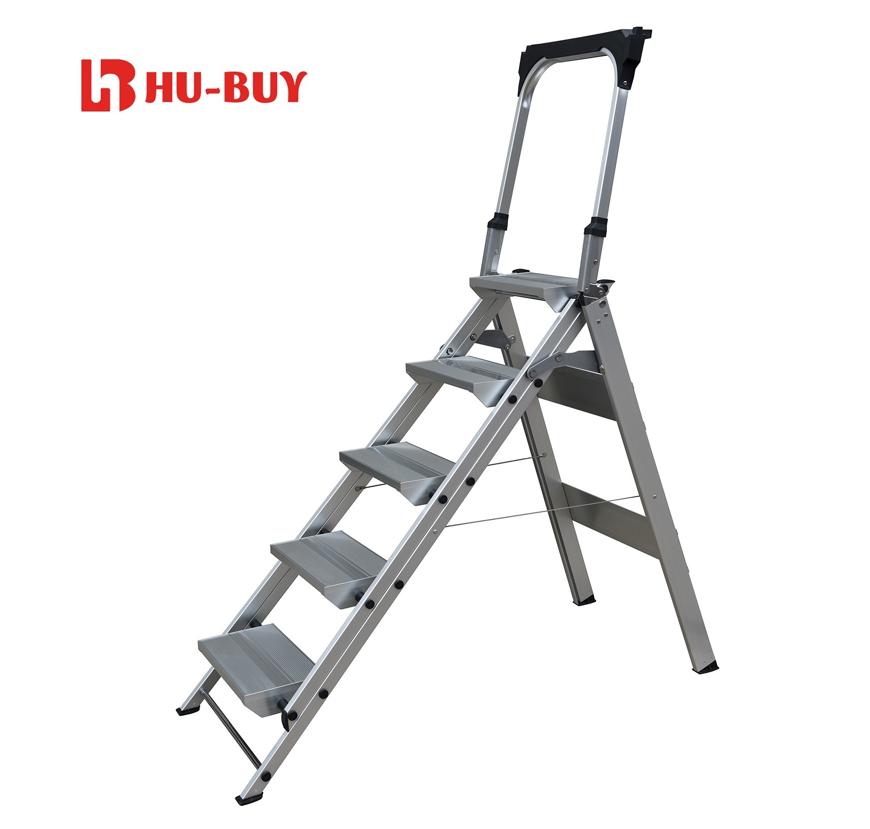High Strength Aluminum Step Ladder 5 Steps Rust Proof Long Life Span