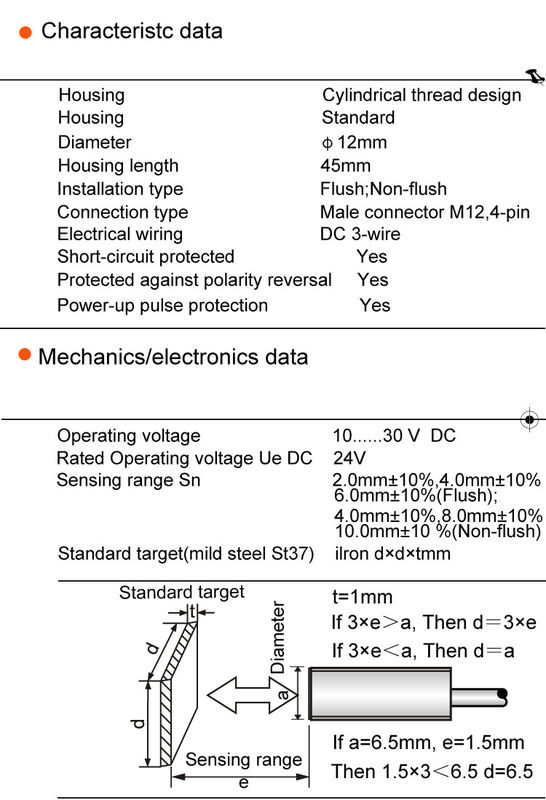 Inductive proximity switches Sensors IM12-M02NA-Y3U4/C45 Male connector M12,4-pin