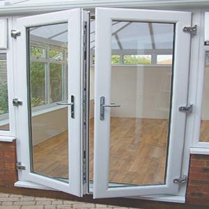 China Swing Opening PVC Glass Entry Door Double Triple Glazed Casement Glass Door factory