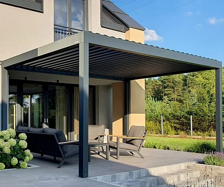 All Season Customized Roof Electric Shutter Aluminium Pergola For Garden Pavilion