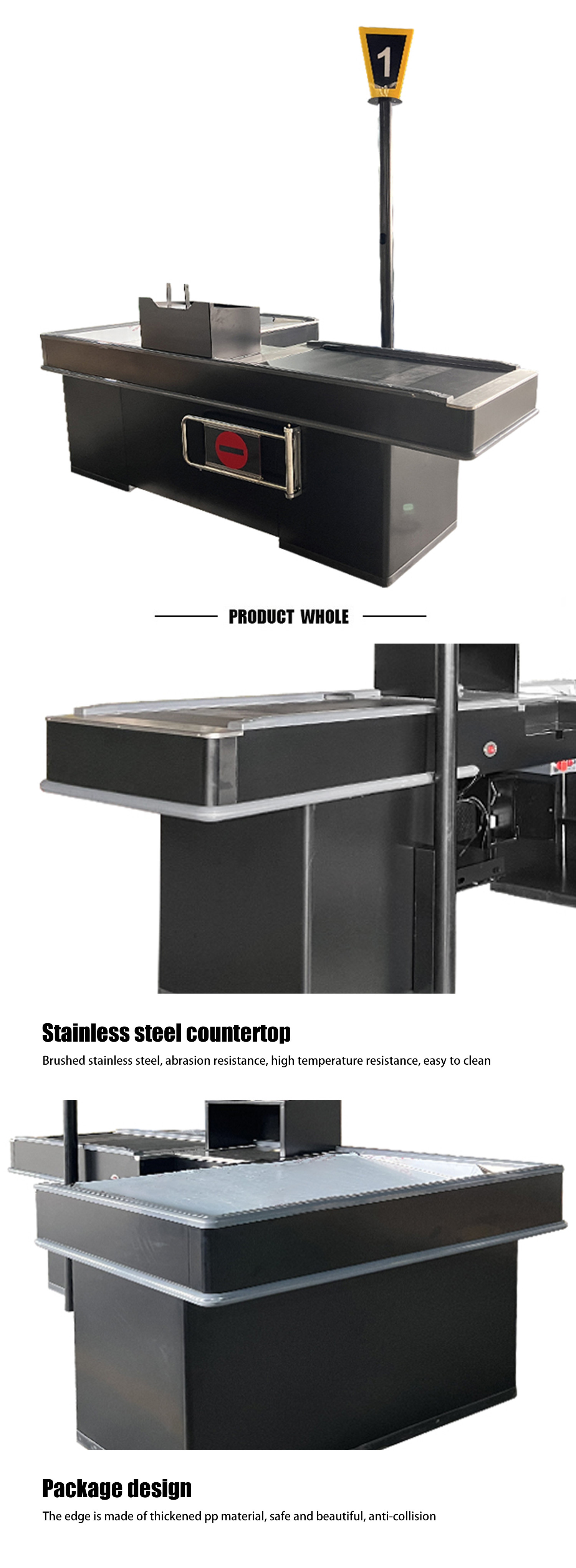 High Durability Cold Rolled Steel Checkout Counter With Customizable Length