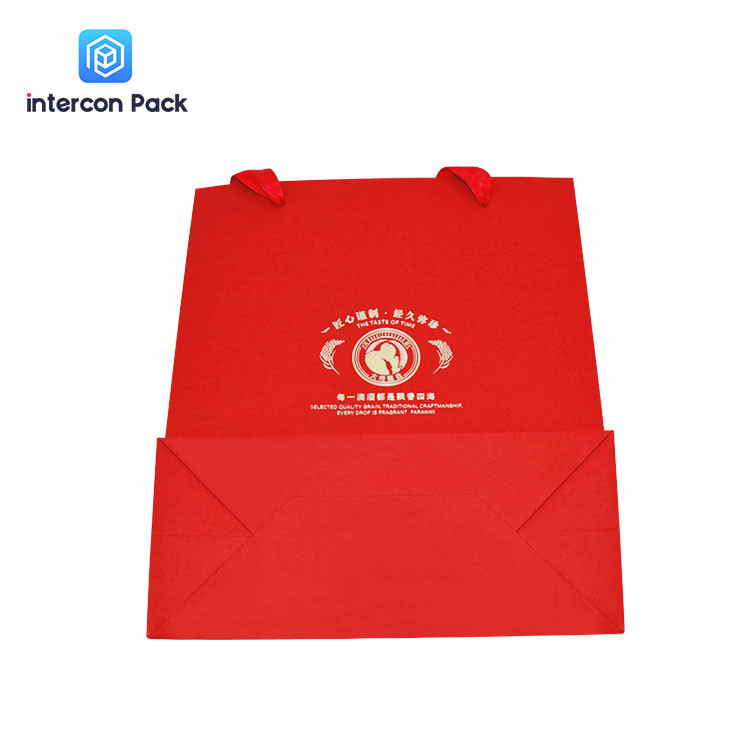 Red Kraft Paper Shopping Bags Eco Friendly FSC Certified With Handles