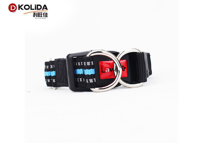 Waterproof Nylon Dog Collars Double D High - Impact Plastic Buckle For Night Safety