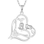 YASVITTI OEM Women Gift Heart to Heart Necklace Zirconia Rhodium Plated Sweet