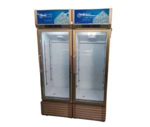 China Double door refrigerator commercial freezer fresh drink freezer vertical beer freezer on sale
