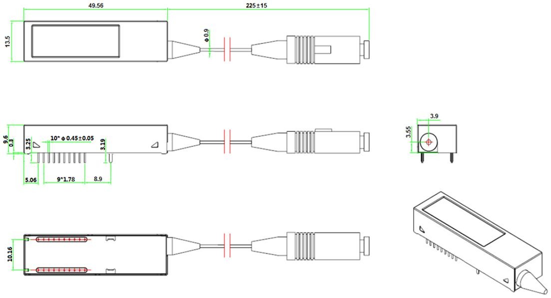 GPON ONU ONT Class B+ SFF 2x10 SC UPC Pigtail Transceiver Module
