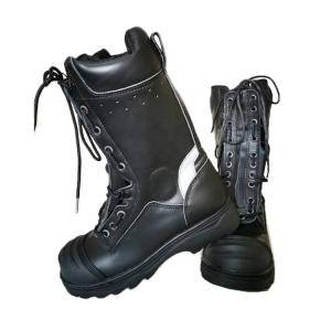 China Durable Firefighter Safety Boots Black Firefighter Steel Toe Boots For Fire Fighting factory