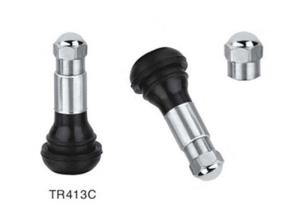 China Tubeless Snap In Valve Stem Chrome Sleeve And Cap TR413C Brass Stem factory