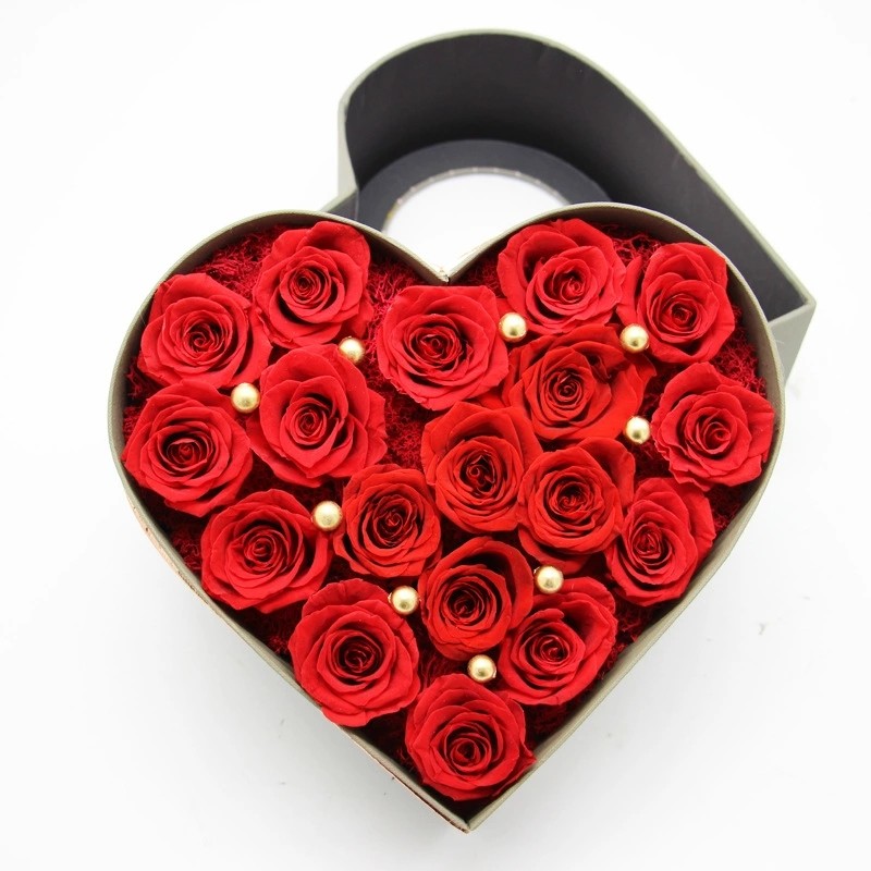 Preserved roses real flowers in heartshaoe box never withered roses that last a year for her anniversary day