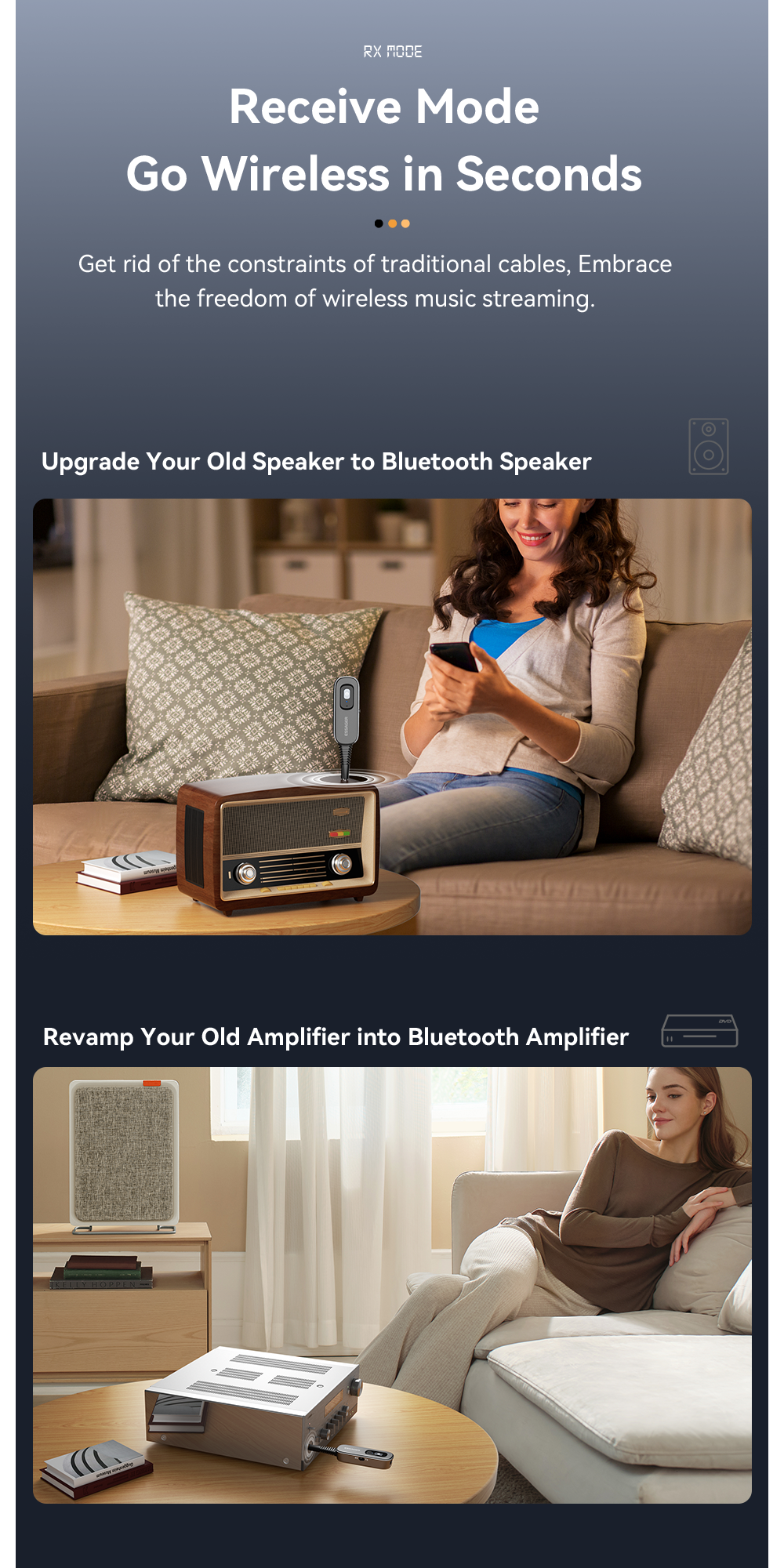 ESSAGER ES-BT10 Built in Battery Jack Aux 3.5mm to Bluetooth Transmitter Receiver