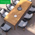 Modern Solid Wooden Dining Armchairs Water Resistant Cushion Seat for Outdoor